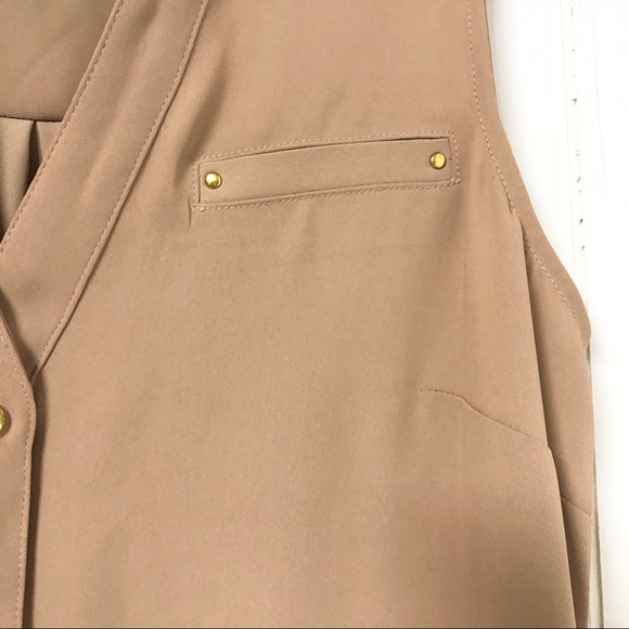 Guess Tan Button Down Sleeveless Dress - Picture 4 of 7